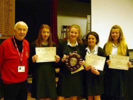 Rotarian Ted Mason with the winning team from Greenbank Year 9